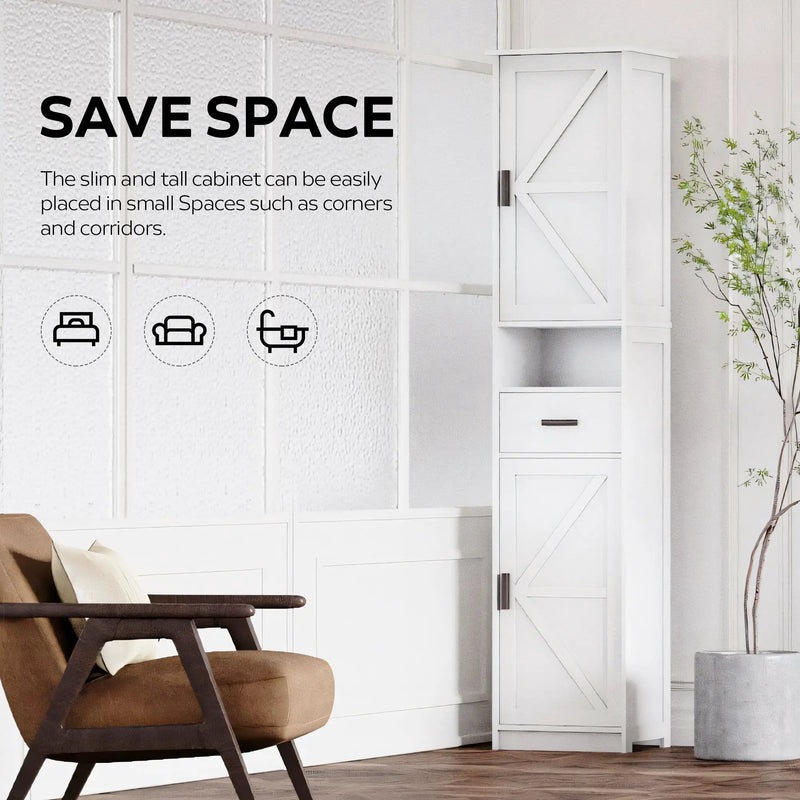 69" H Tall Bathroom Storage Cabinet with 2 Barn Doors and 1 Drawer by HouseOfZazla
