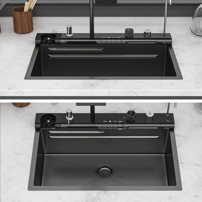 30" Single Bowl Kitchen Sink With Smart LED Faucet by HouseOfZazla