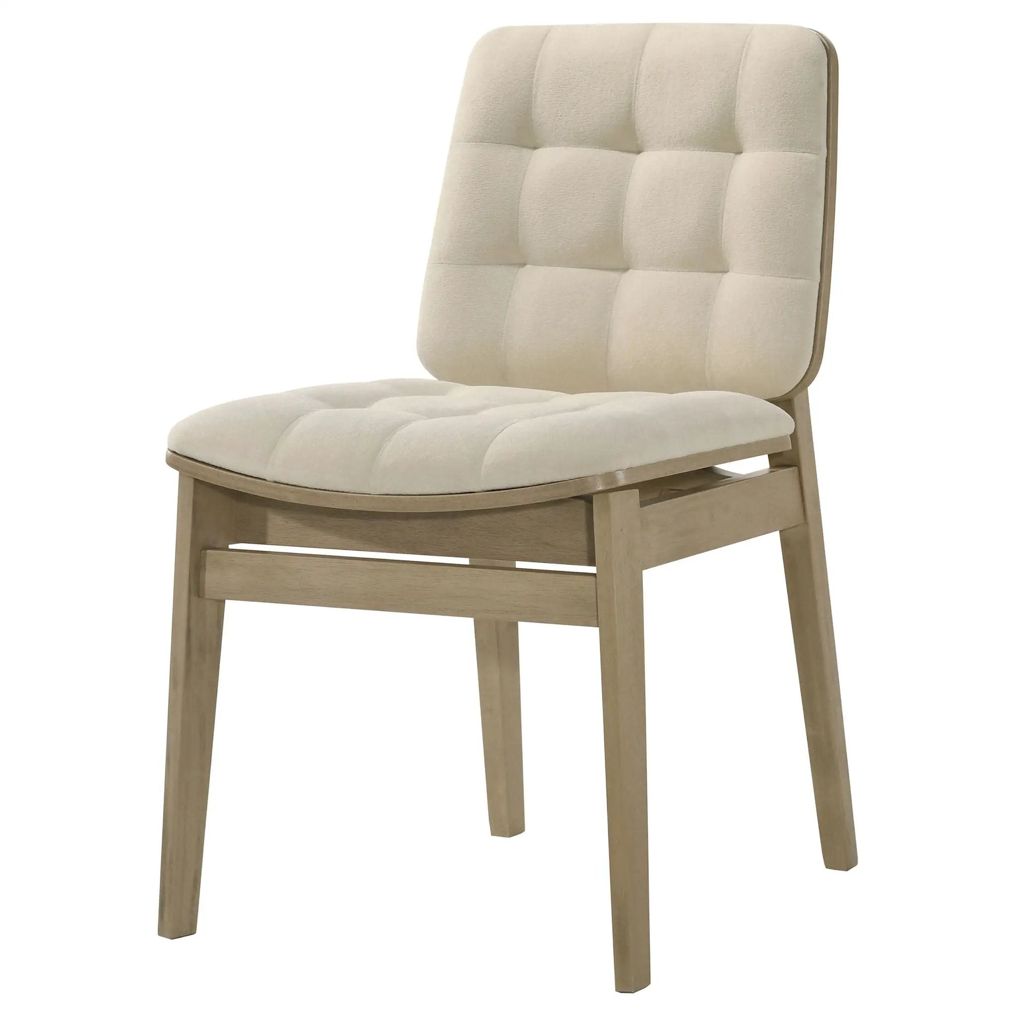 Redbridge Velvet Upholstered Side Chair Cream and Natural Oak (Set of 2) by Unique Piece Furniture