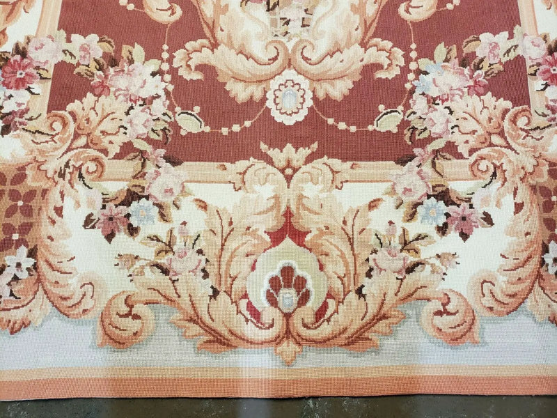 6' X 9' Vintage Handmade Chinese Needlepoint Wool Rug Flat Weave by Jewel Rugs