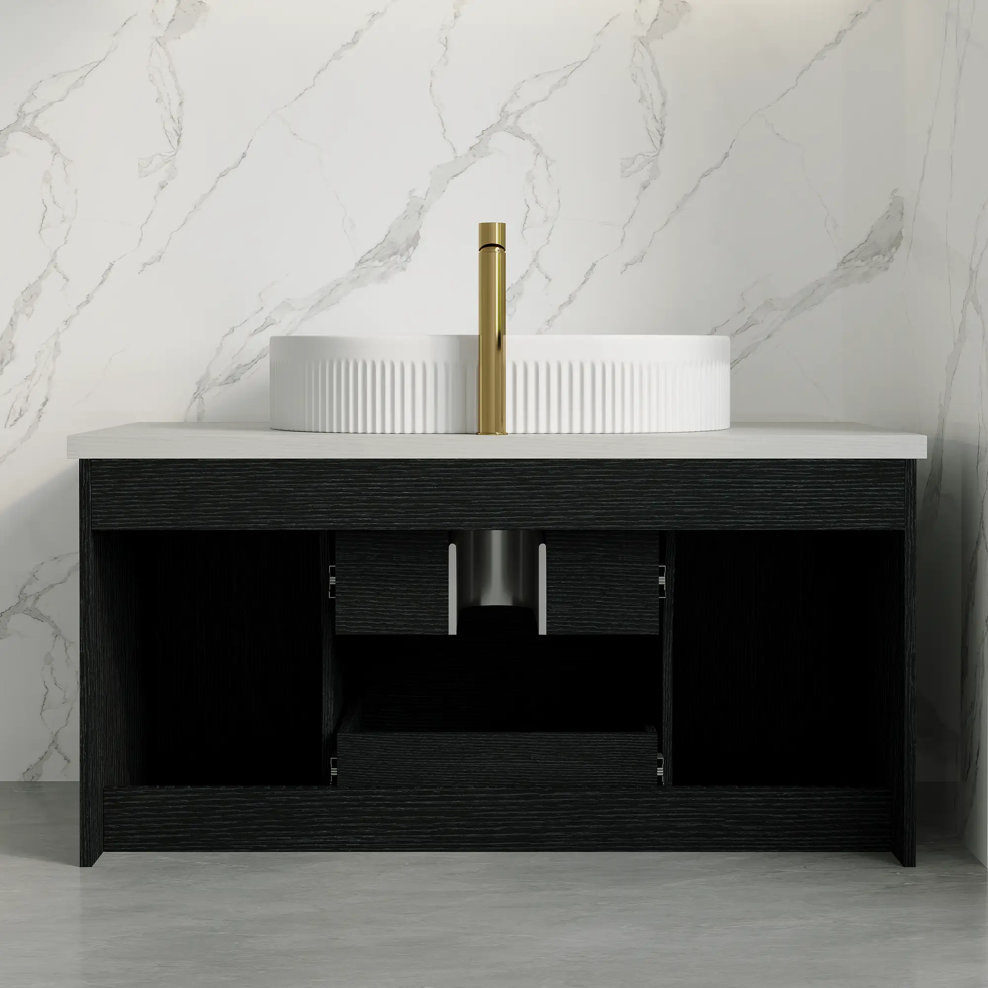 39.4 in Modern Floating Bathroom Vanity with Ceramic Sink by HouseOfZazla