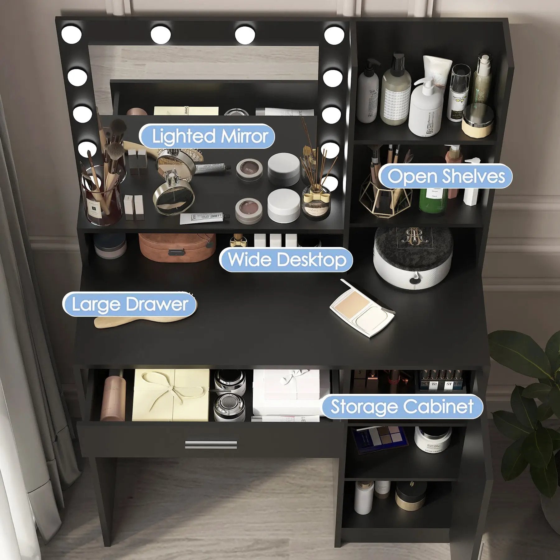 Vanity Desk with Mirror & Light by HouseOfZazla