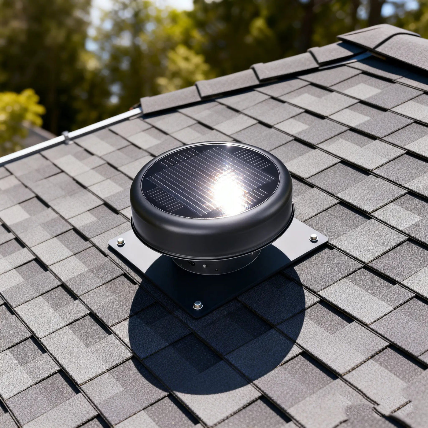 12" Flush Mount Round Solar Roof Vent Fan, 30W Dual Power by HouseOfZazla