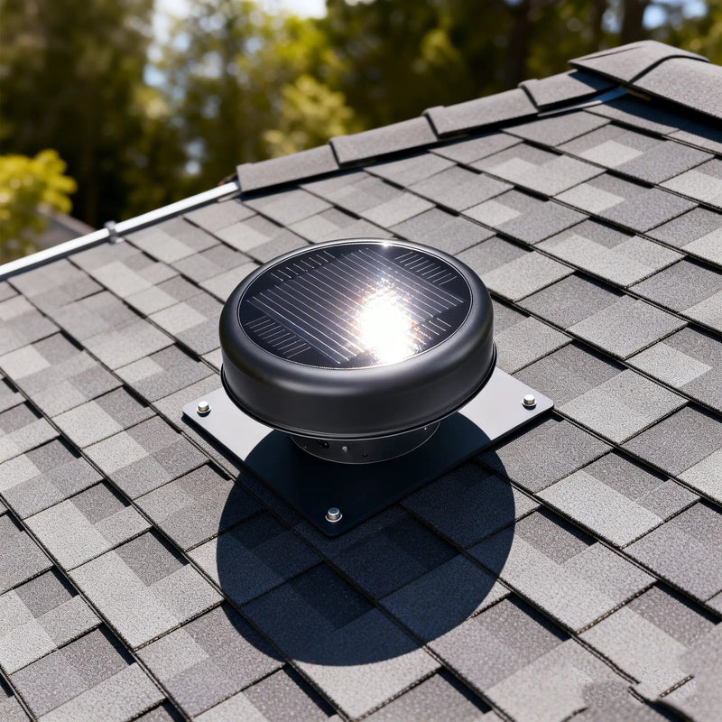 12" Flush Mount Round Solar Roof Vent Fan, 30W Dual Power by HouseOfZazla