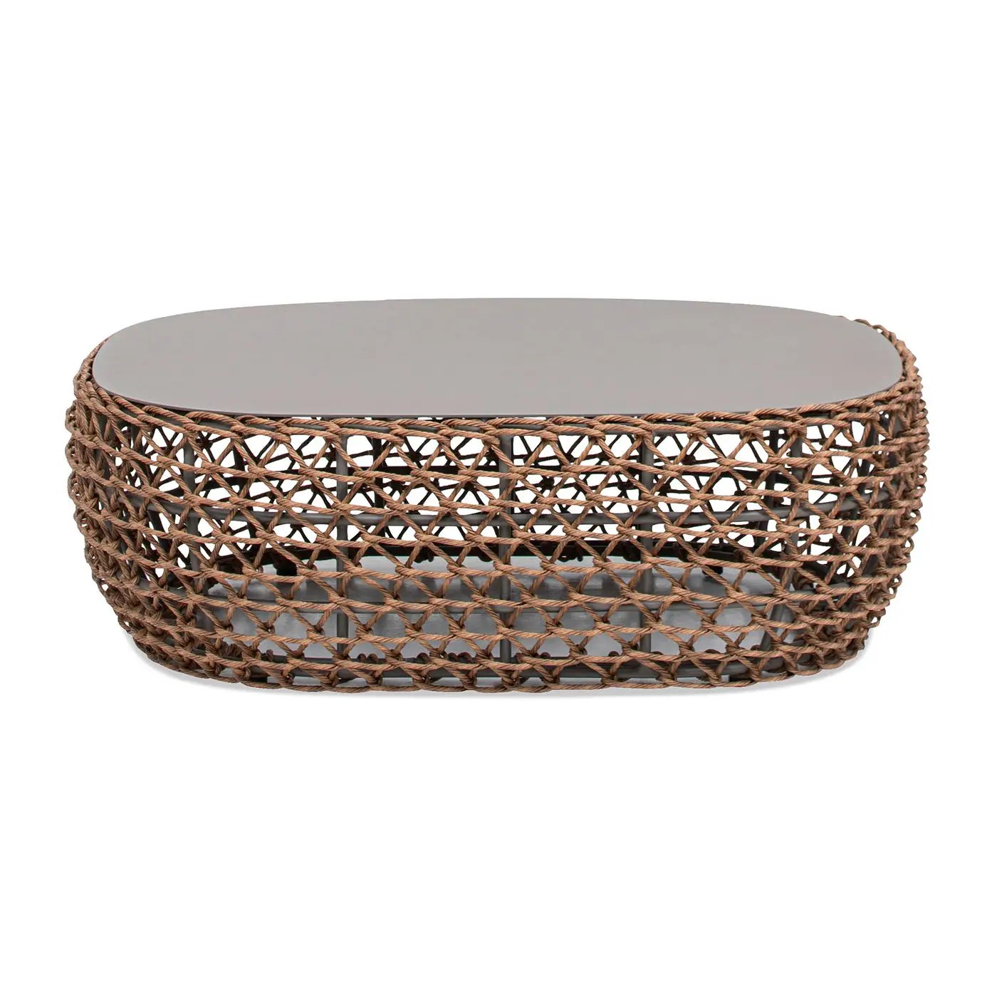 Willow - Oval Woven Patio Coffee Table, Wicker Frame by Unique Piece Furniture
