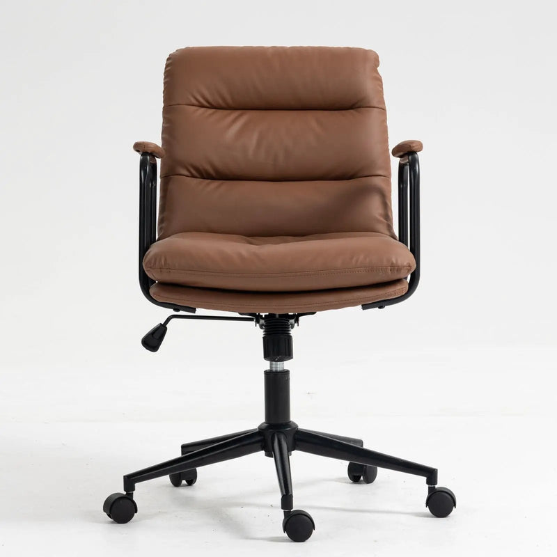 Office Chair, Mid Back Home Office Desk Task Chair With Wheels And Arms Ergonomic Computer Rolling Swivel Chair With Padded Armrest by Unique Piece Furniture