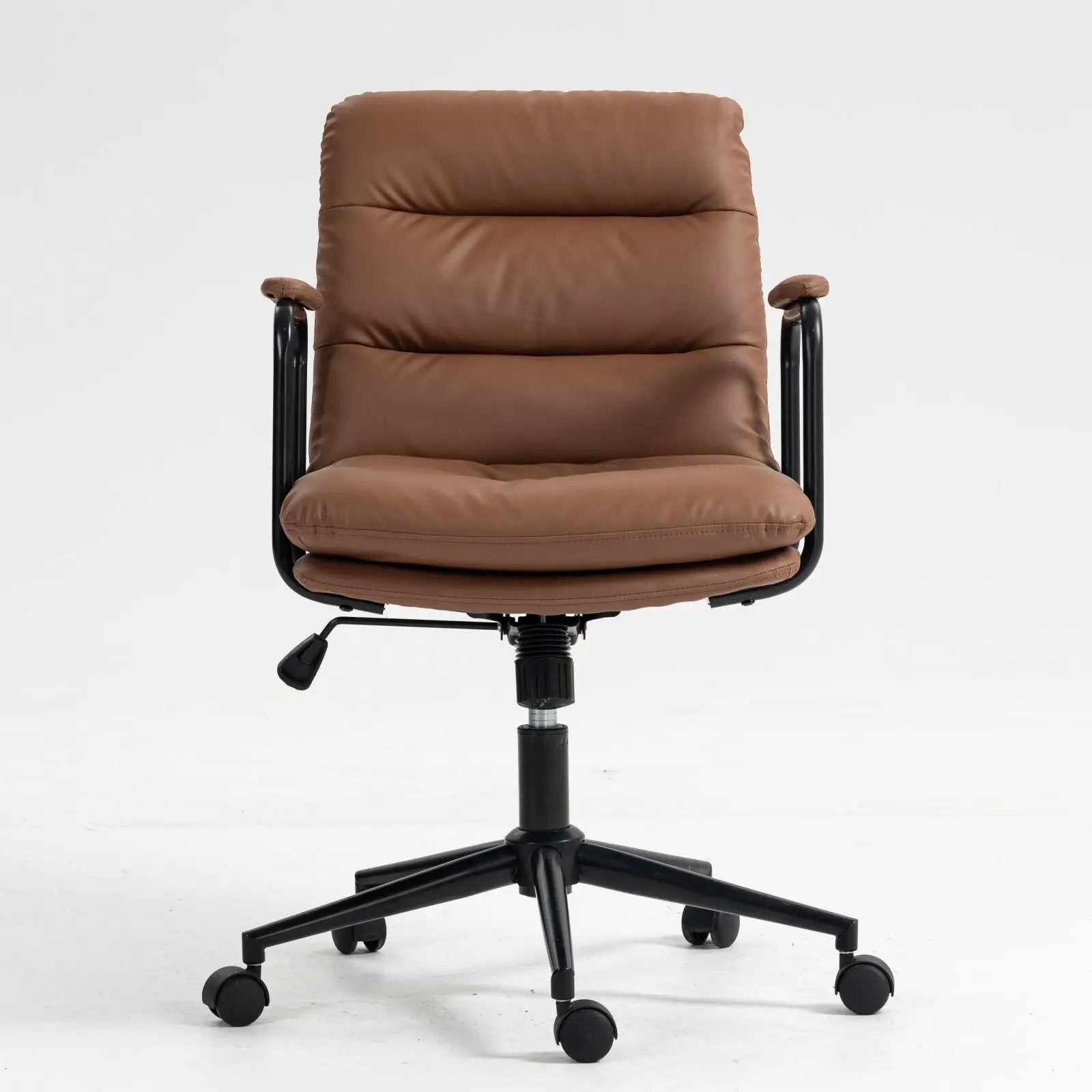 Office Chair, Mid Back Home Office Desk Task Chair With Wheels And Arms Ergonomic Computer Rolling Swivel Chair With Padded Armrest by HouseOfZazla