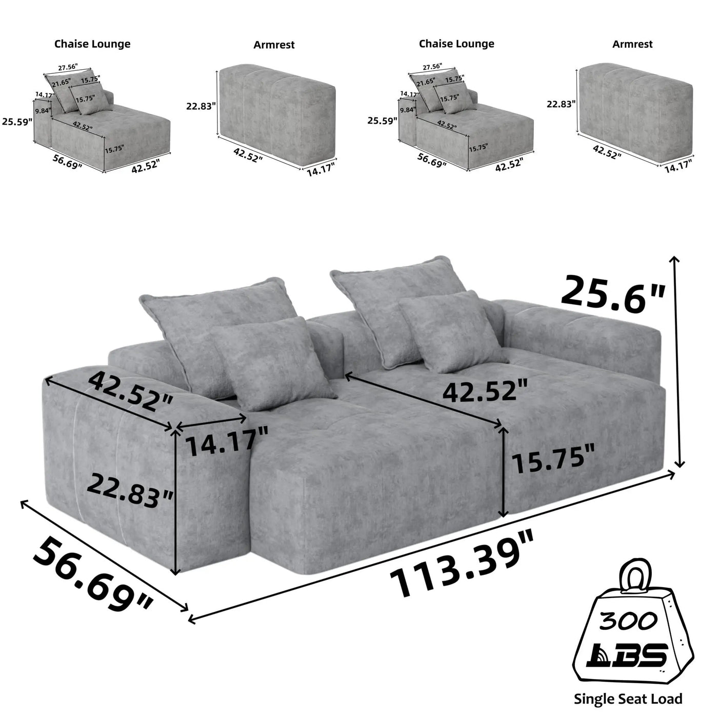 Modern Oversized DIY Combination Modular Sectional Sofa With Pillows by HouseOfZazla