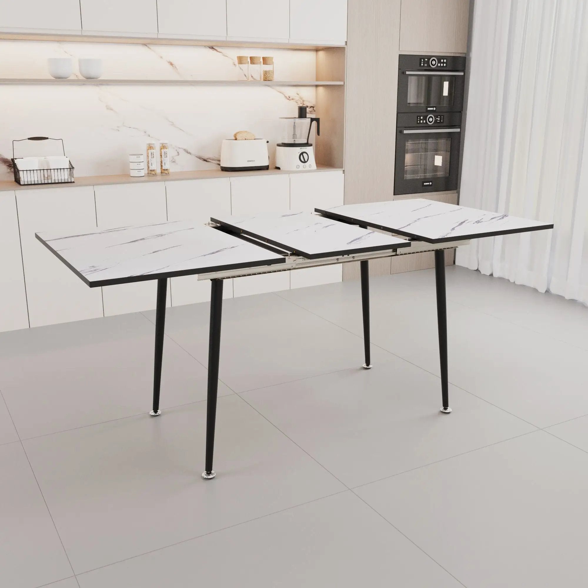 Modern Extendable Dining Table And Chair Set by Unique Piece Furniture