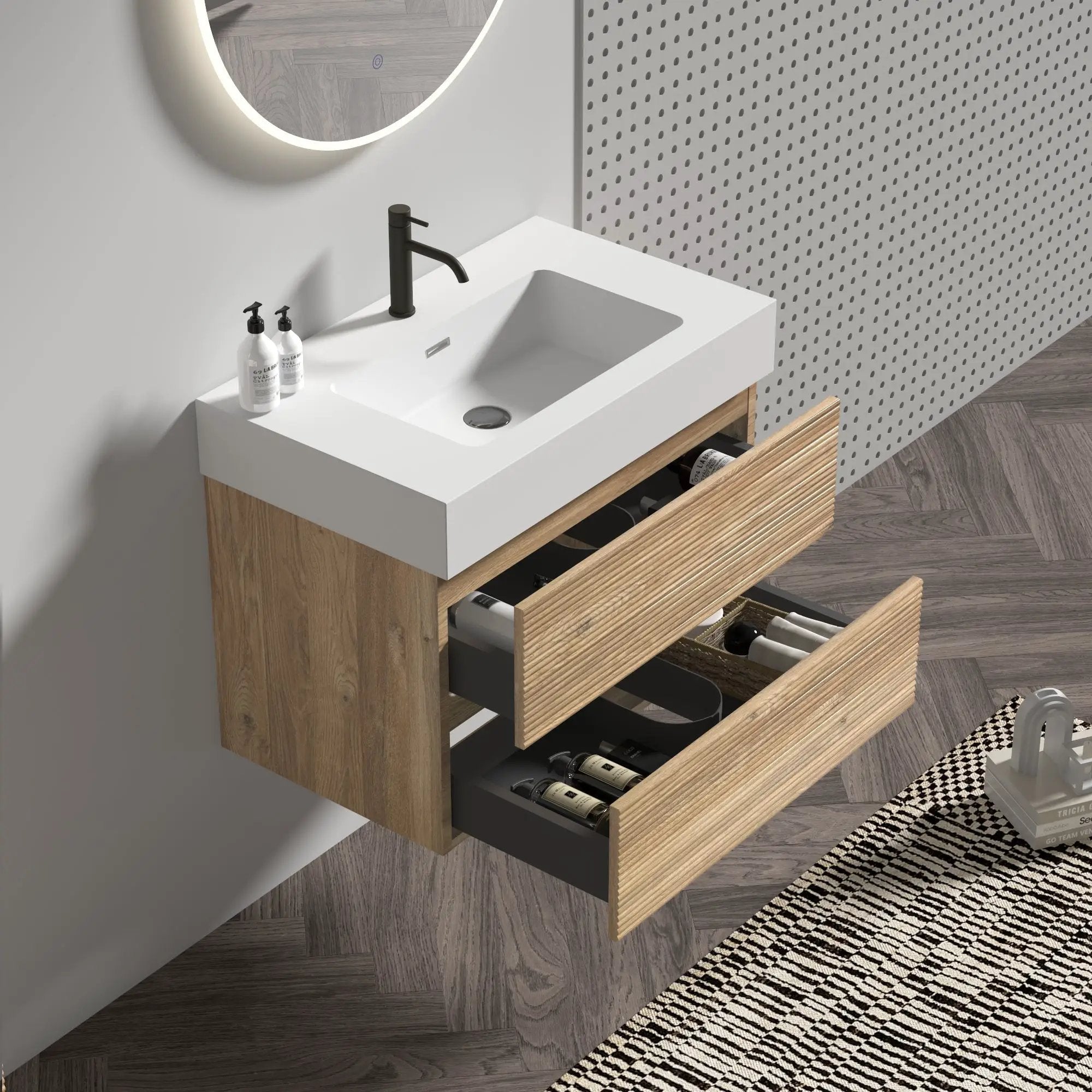 Grace 30 Rough Oak Wall-Mounted Bathroom Vanity by HouseOfZazla