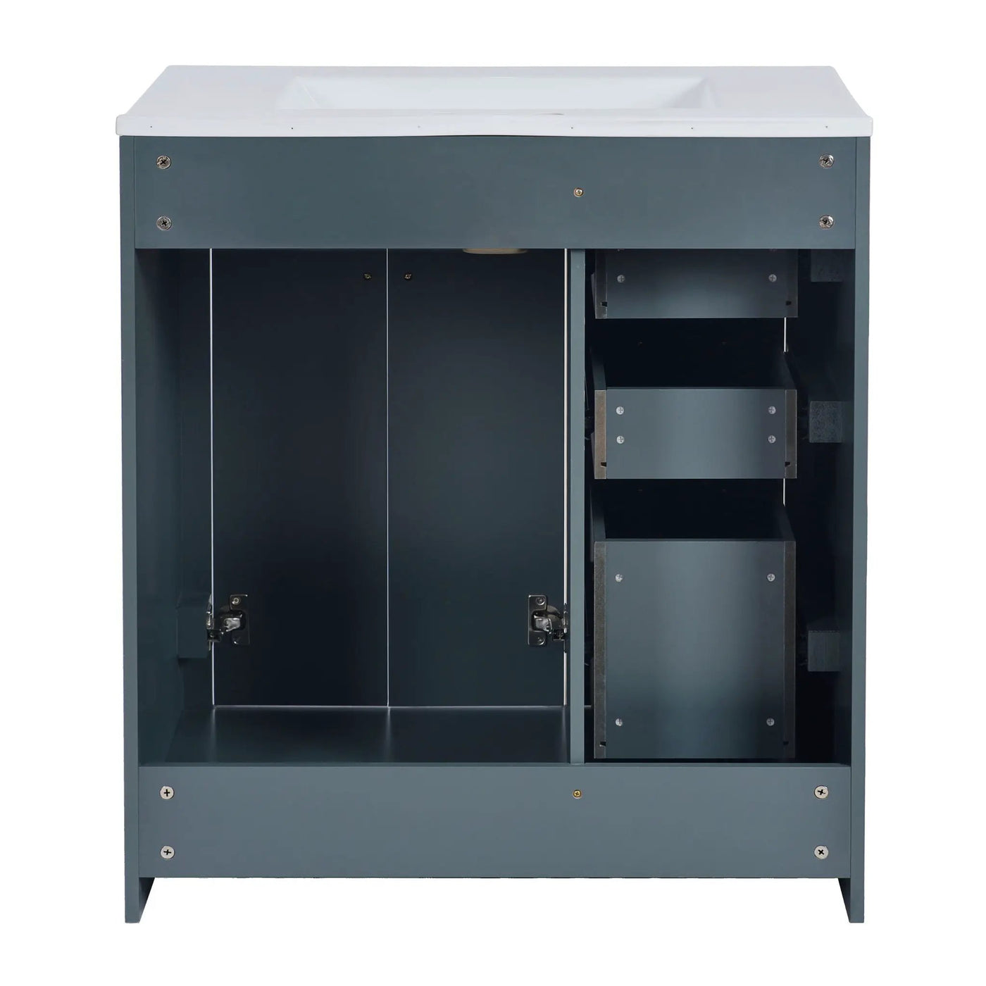 Ceramic Sink Combo, Freestanding Vanity Set With 3 Drawers & Soft Closing Doors by HouseOfZazla