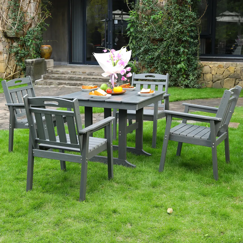 HDPE Outdoor Patio Dining Set with Table and 4 Chairs by HouseOfZazla