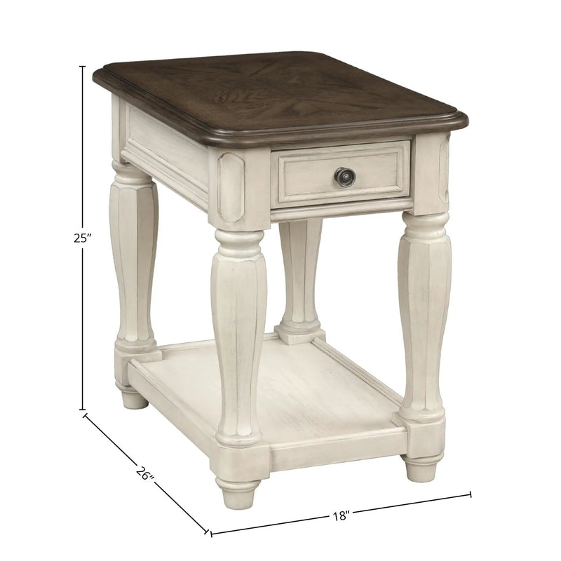 Chairside Table With Storage - Antique White by HouseOfZazla
