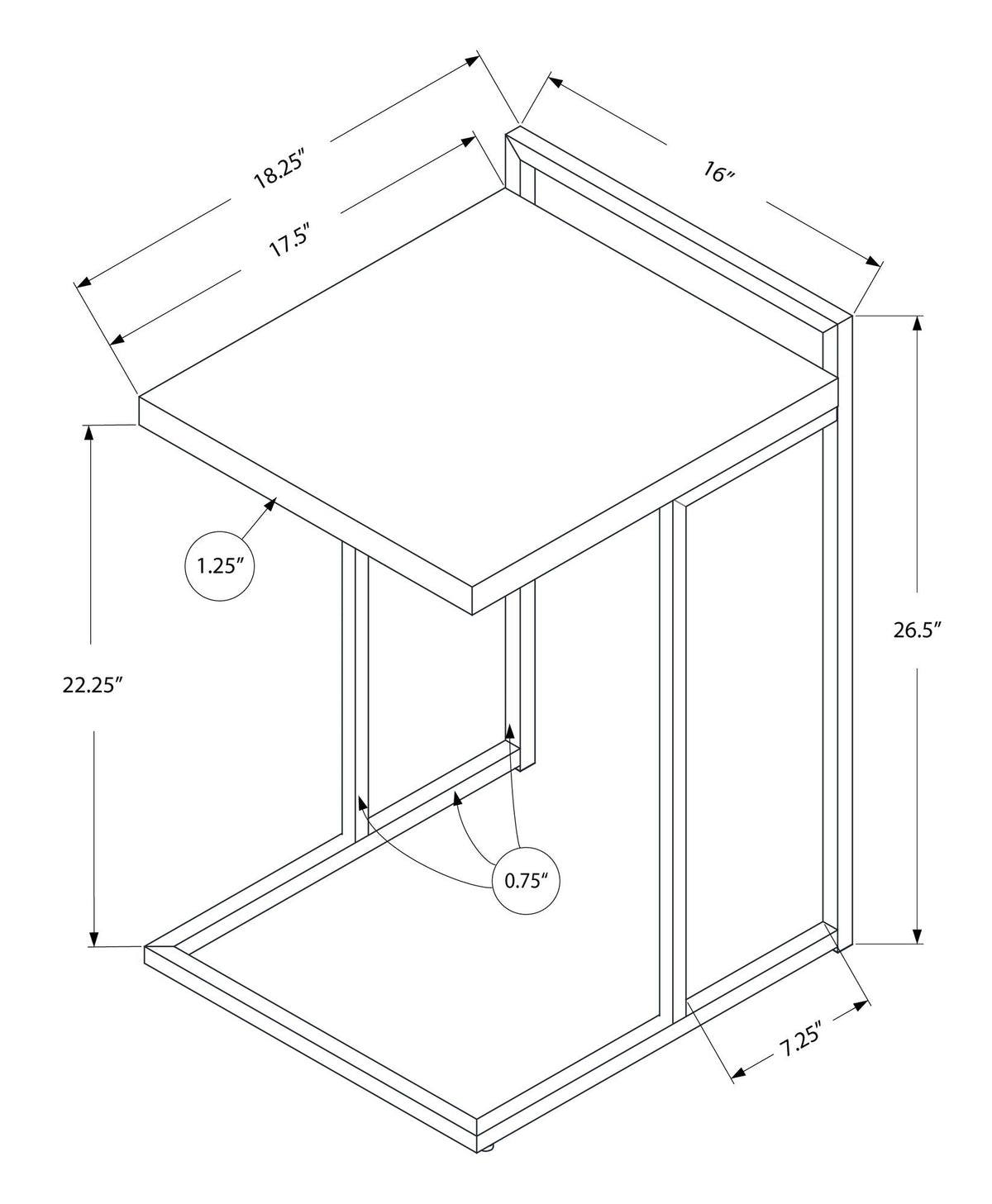 C-Shaped Accent Table with Modern Metal Base - Black, Gray, Dark Brown, Dark Gray, White, photo 14 of 20