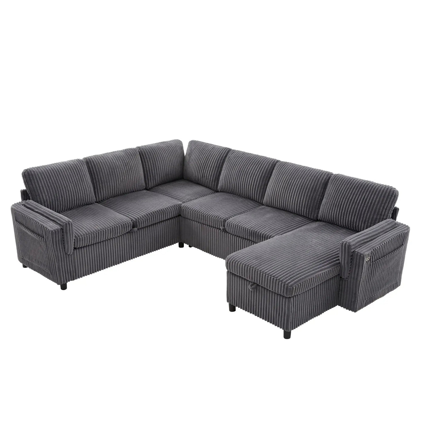 Convertible U-Shaped Sectional Sofa Bed With USB Ports And Storage by HouseOfZazla