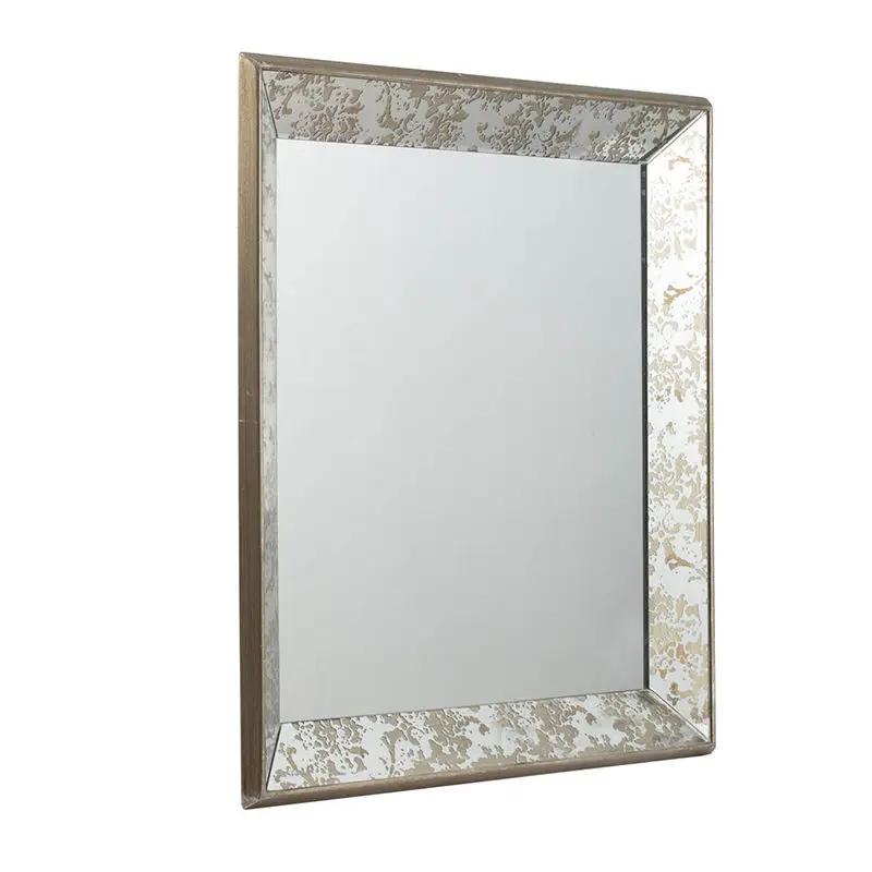 Antique Rectangle Mirror With Floral Accents, Mirrored Display Tray, Hanging Wall Mirror by Unique Piece Furniture