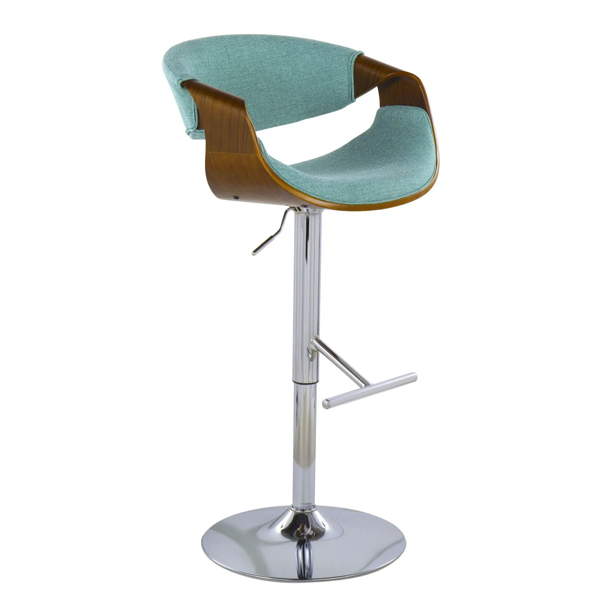 Curvo - Mid Century Modern Adjustable Barstool With Swivel With Straight T Footrest by Unique Piece Furniture