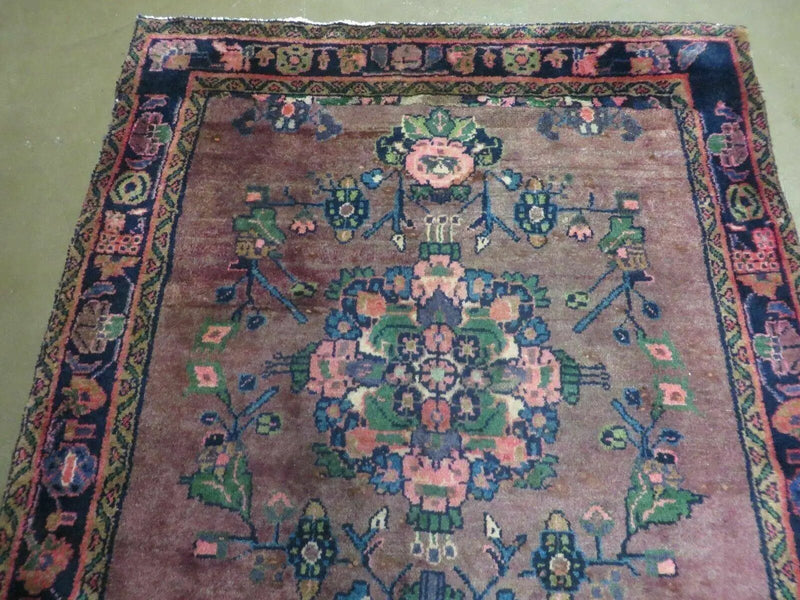 3 x 7 Antique Persian Hamadan Nahavand Rug, Tribal Runner Rug , Handmade Oriental Wool Rug, Vegetable Dyed, Purple-Red & Dark Blue, 3x7 Rug by Jewel Rugs