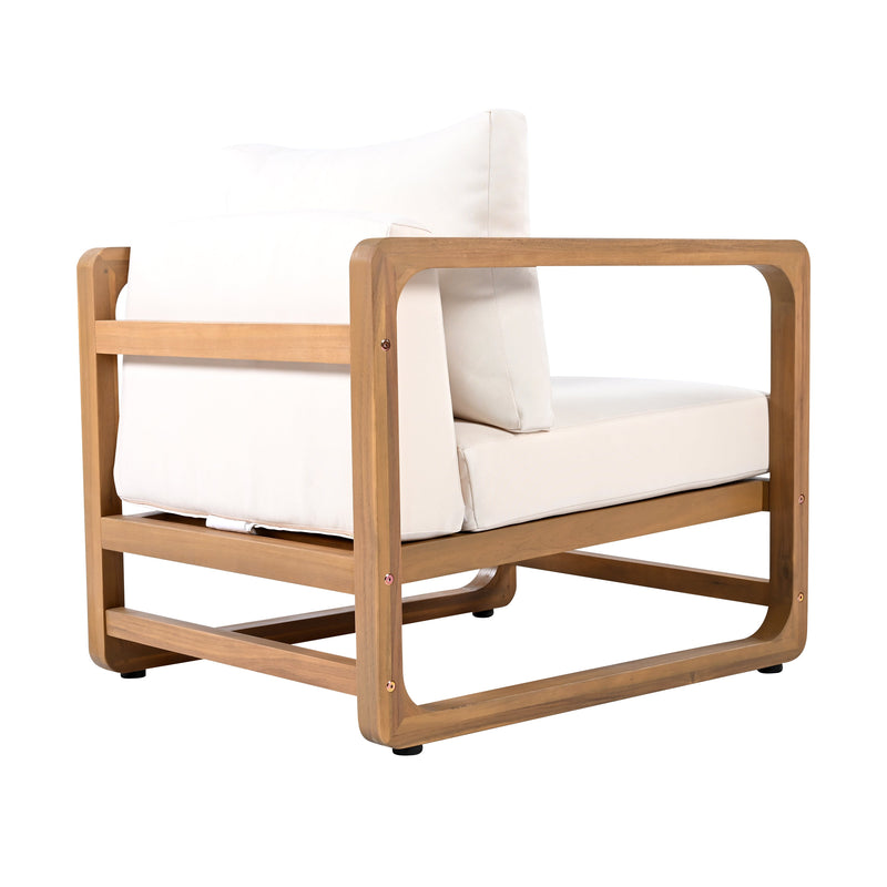 Acacia Wood Lounge Chair & Concrete-Acacia Side Table Set, photo 2 of 10