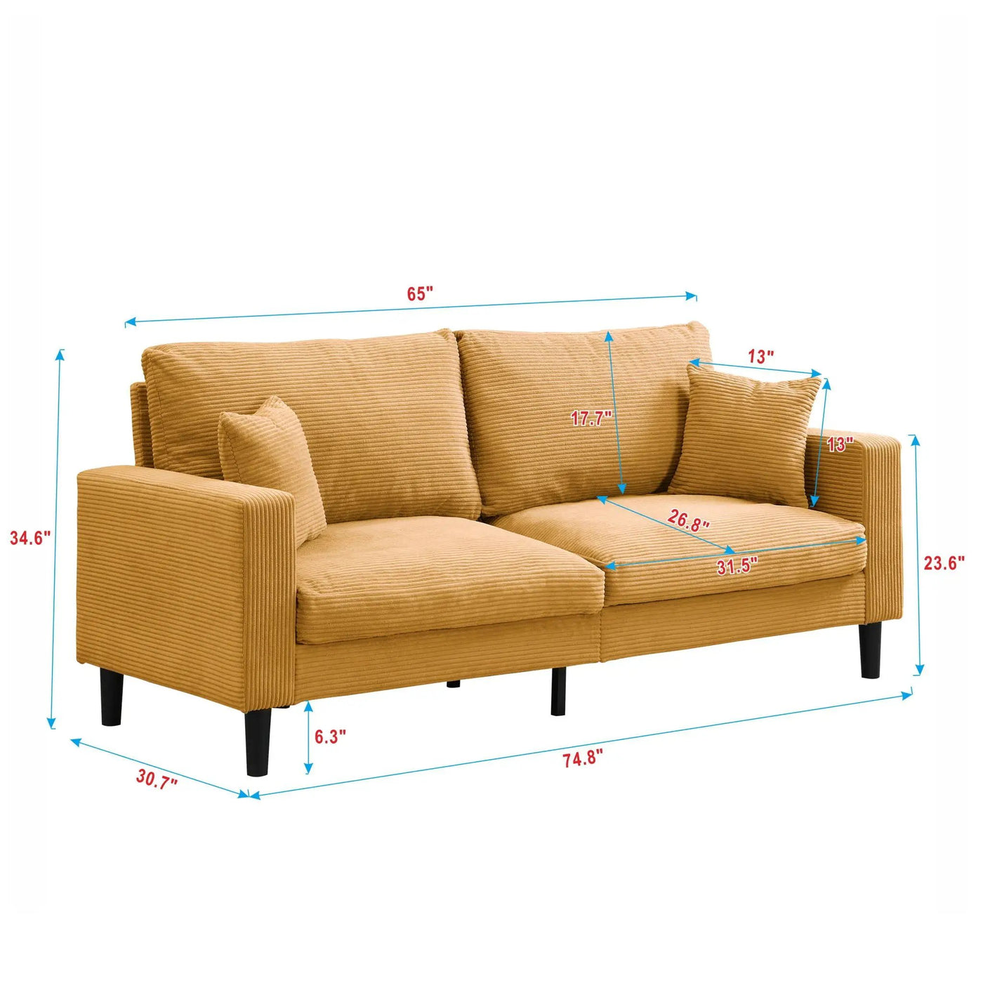 Modern Upholstered Resilience Three Seater Sofa by HouseOfZazla