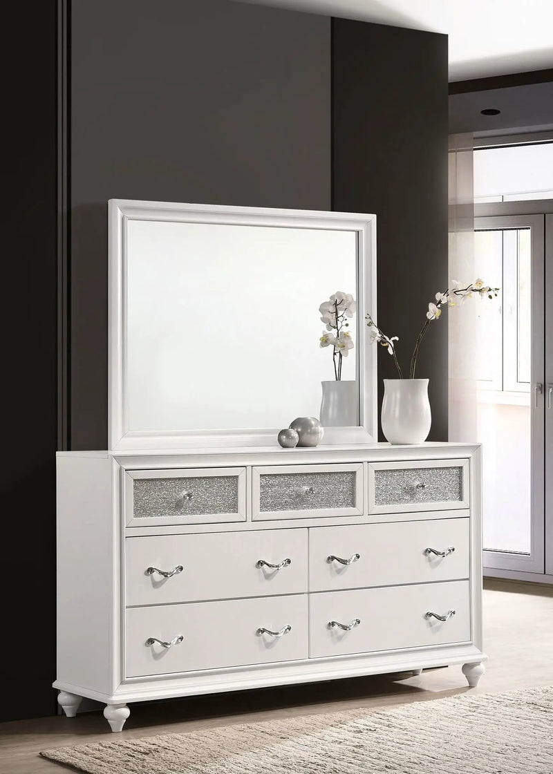Barzini 7-drawer Dresser with Mirror White by Unique Piece Furniture