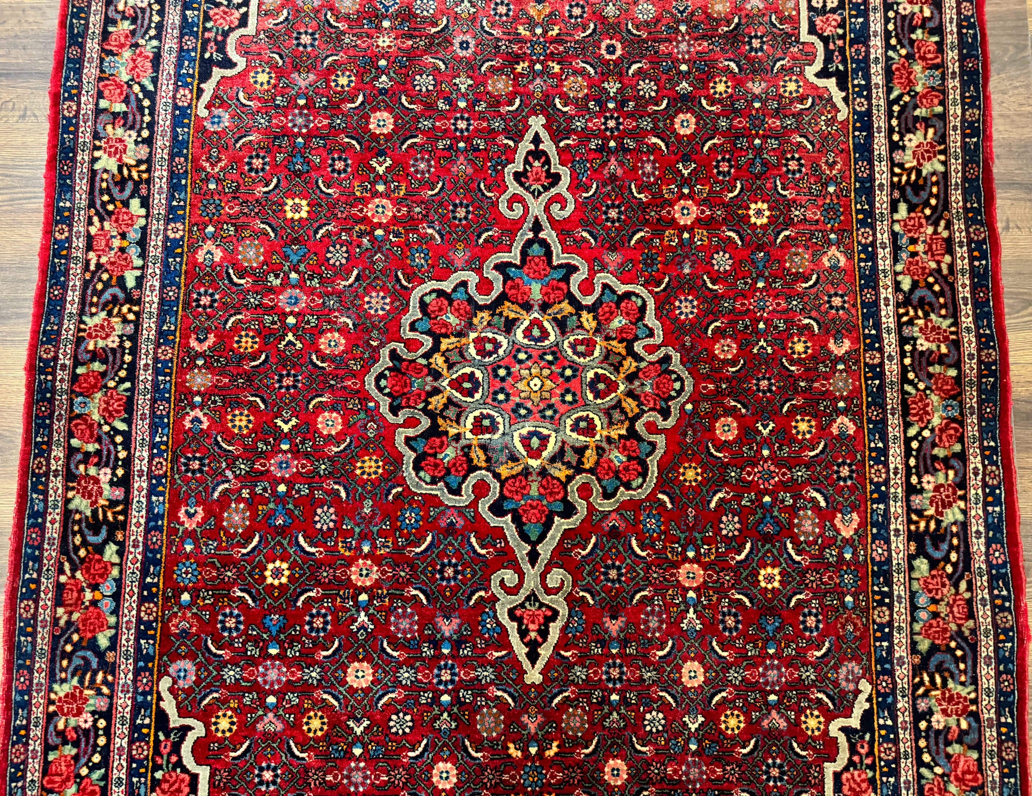 Antique Persian Rug 5x7, Red, Fine 260 KPSI, Bidjar Carpet by Jewel Rugs