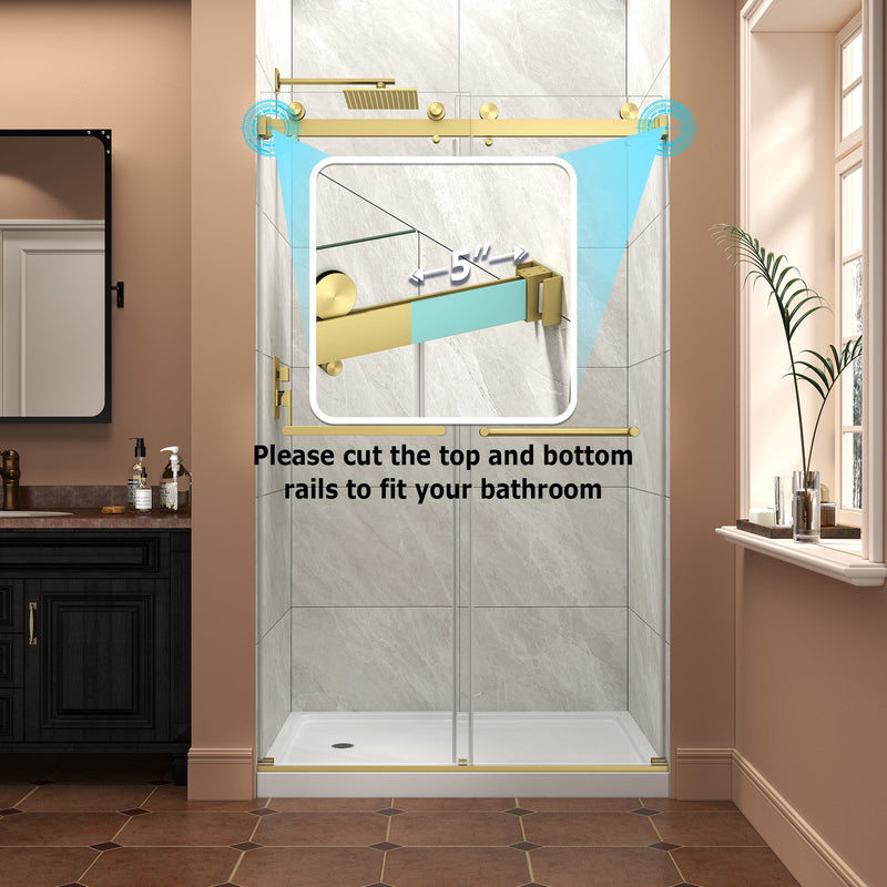 43"-48" W x 76" H Brushed Frameless Shower Door by HouseOfZazla