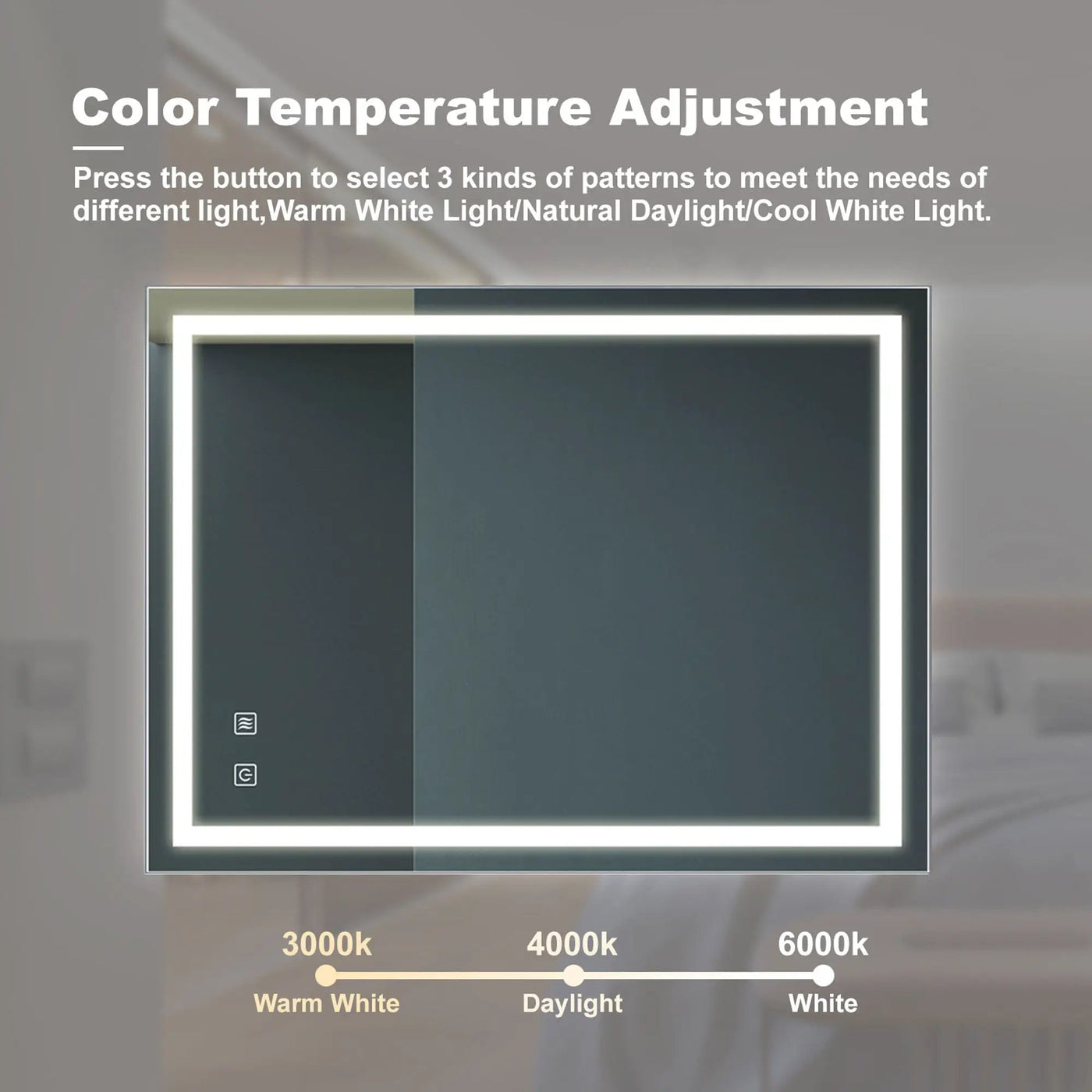 Bathroom Vanity Rectangle Mirror With Front Lighting, Anti Fog, Dimmable, Smart Memory Function by HouseOfZazla
