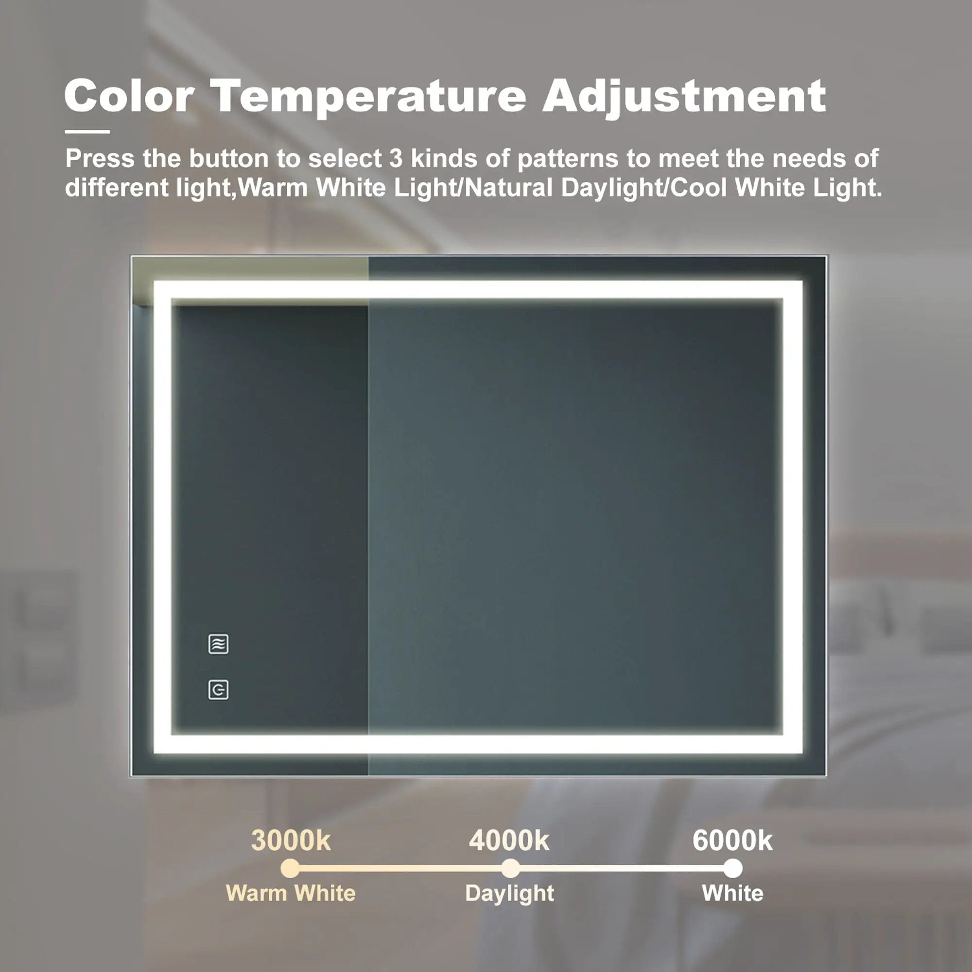 Bathroom Vanity Rectangle Mirror With Front Lighting, Anti Fog, Dimmable, Smart Memory Function by HouseOfZazla