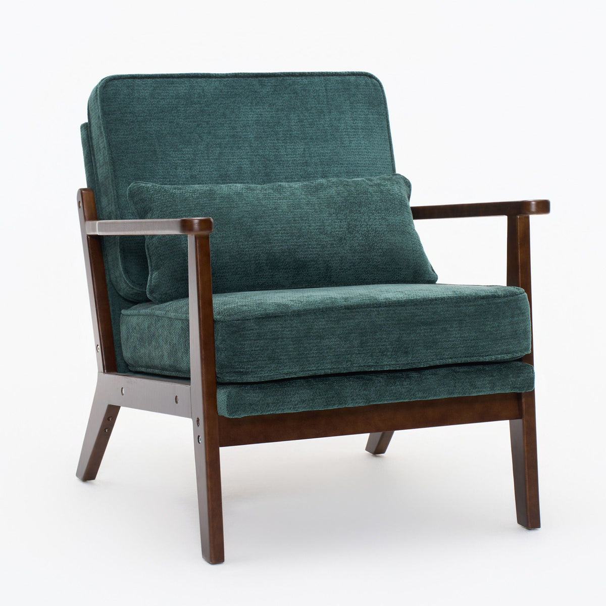 Living Room Chair with Lumbar Pillow and Solid Wood Frame - Dark Gray, Dark Green, Beige, photo 2 of 40