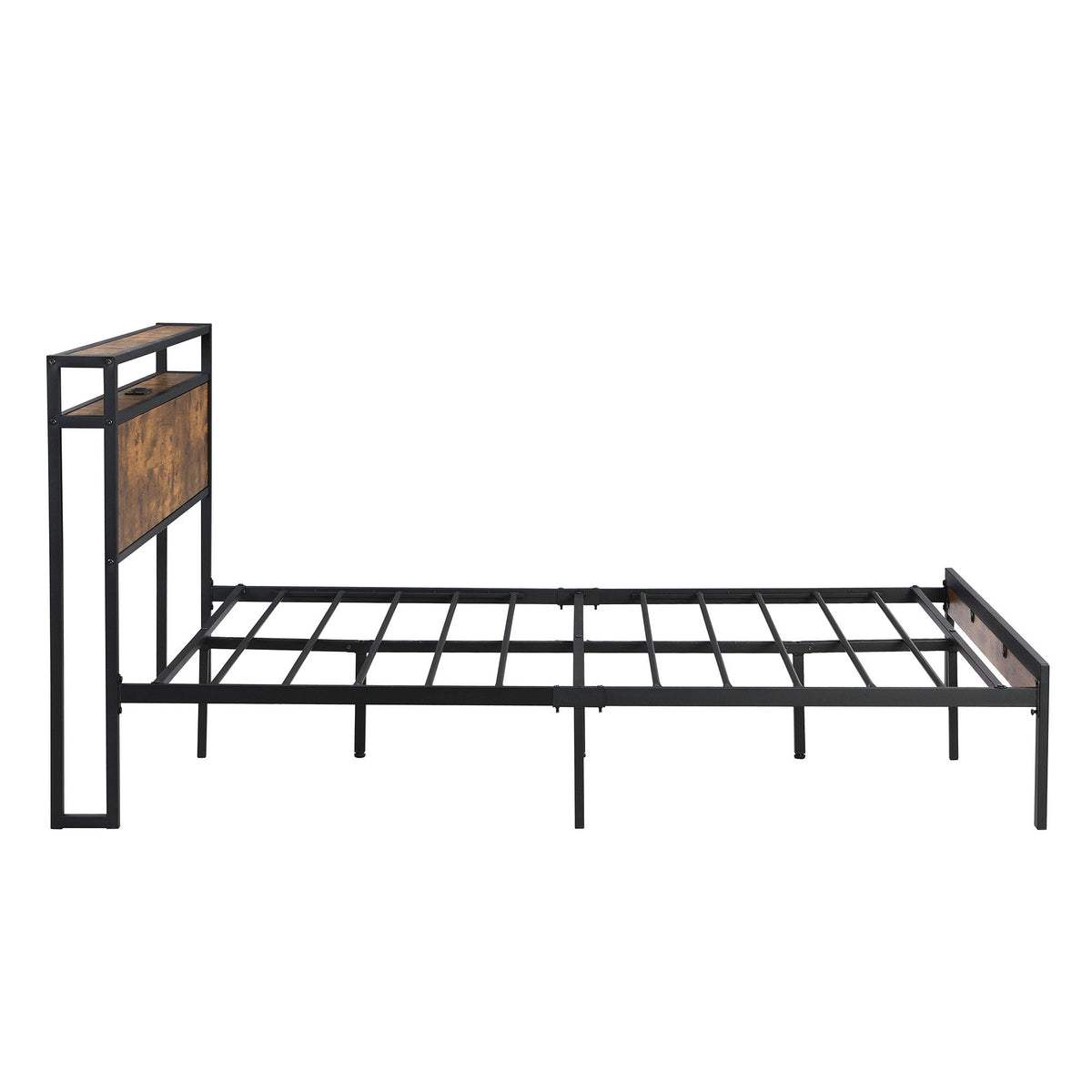 Platform Bed Frame With Wooden Headboard And Footboard, USB Liner, photo 7 of 14