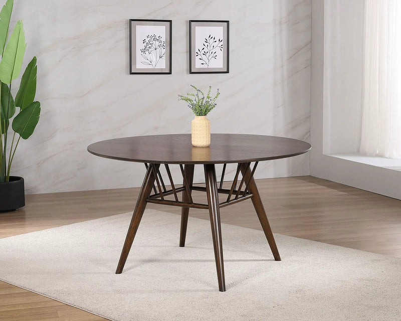 Everton Round 53-inch Wood Dining Table Dark Walnut by Unique Piece Furniture