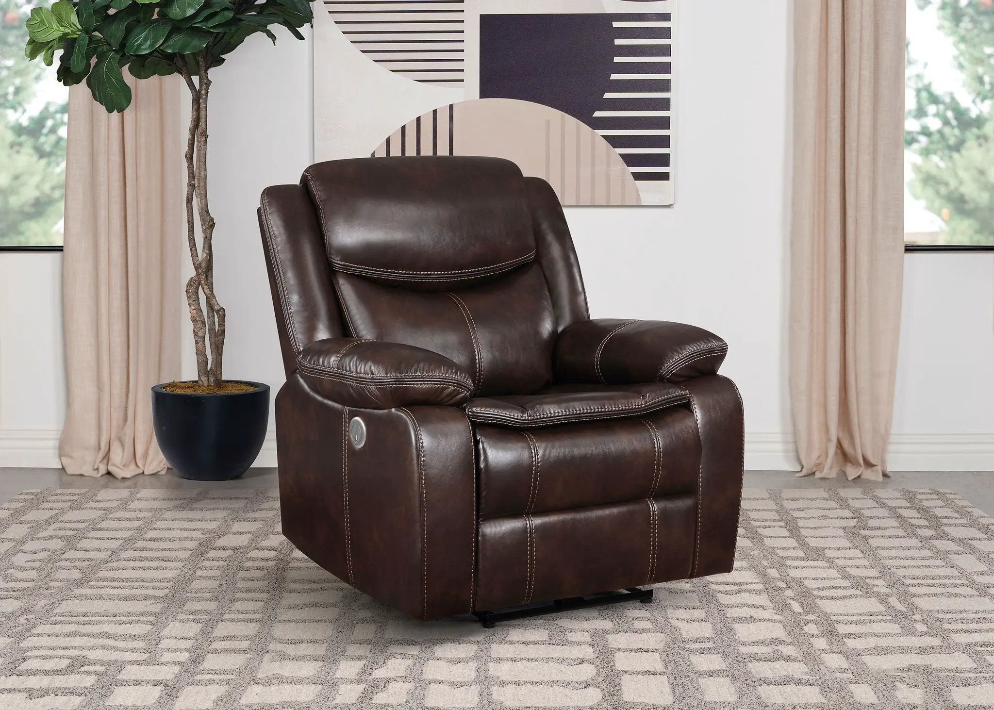Sycamore Upholstered Power Recliner Chair Dark Brown by Unique Piece Furniture