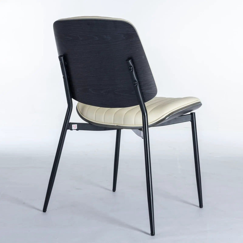Dining Chairs (Set of 2) Mid-Century Modern Retro Chair With Walnut Bentwood Back Upholstered Seat Metal Legs Adjustable Foot For Kitchen Dining Room Chairs by Unique Piece Furniture