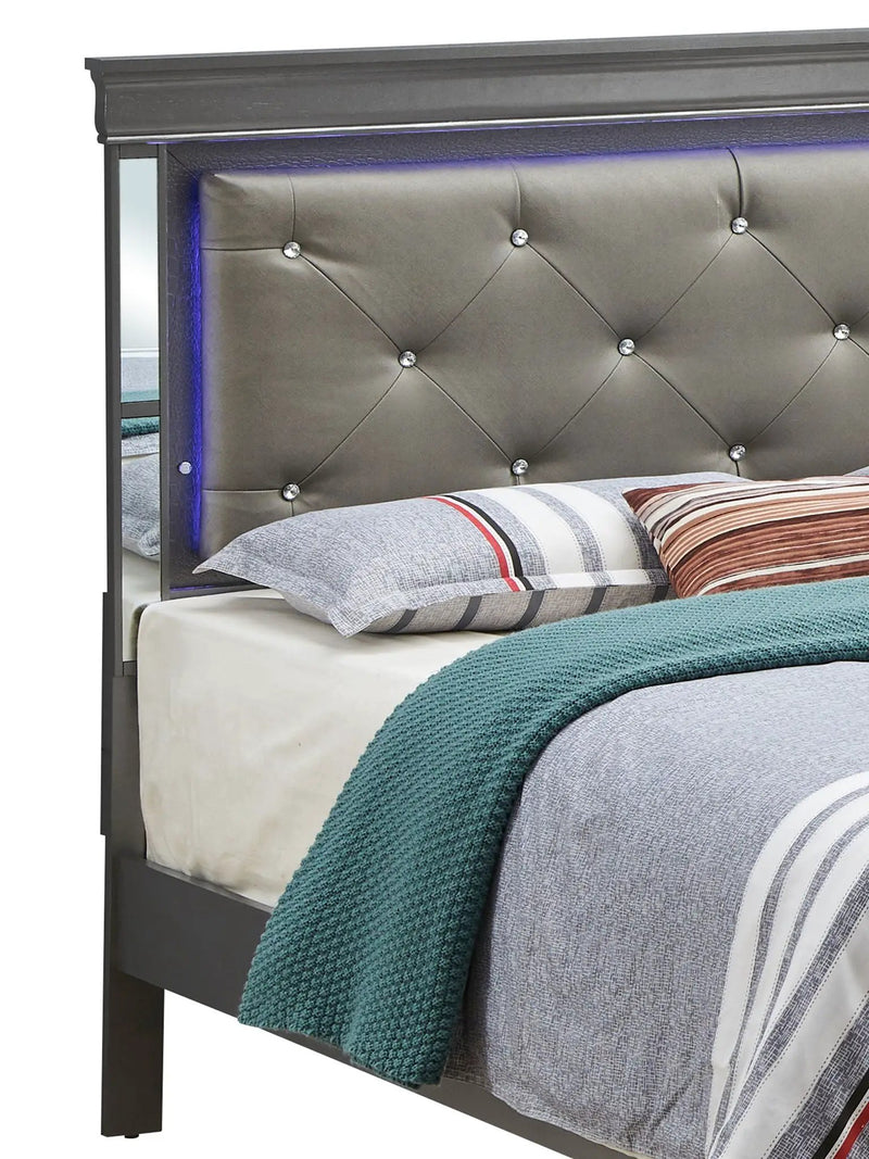 Bed With LED Light Accents Headboard by Unique Piece Furniture
