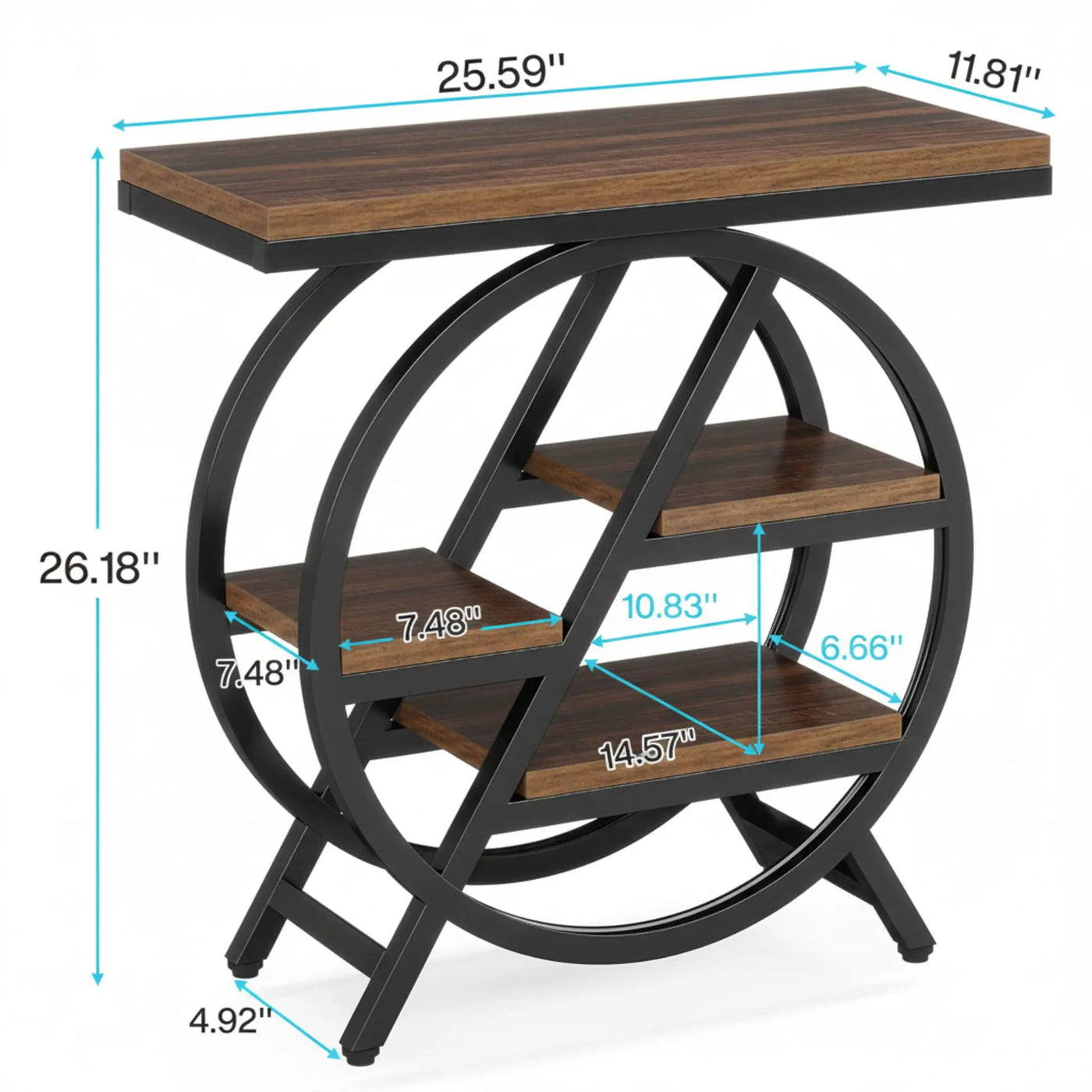 Modern Narrow End Table With 3 Tier Shelves by HouseOfZazla