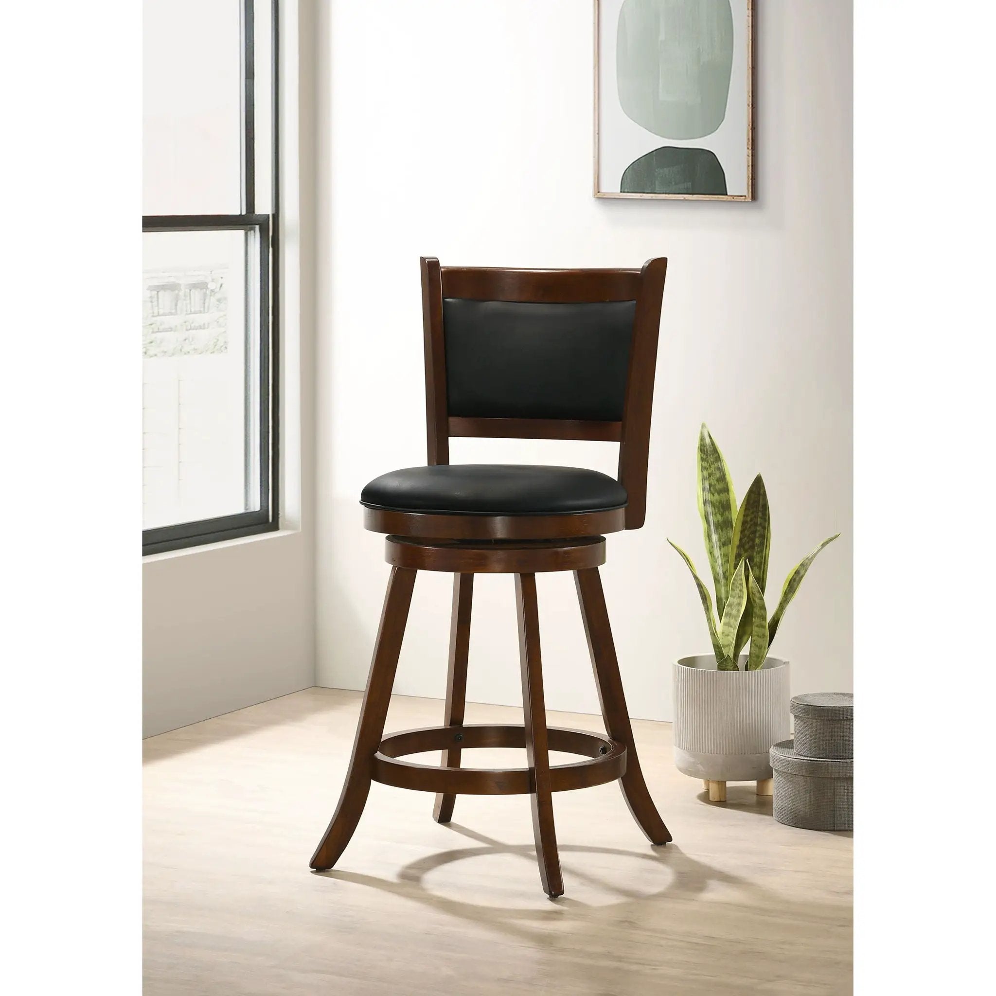 Swivel Stool With Swivel Base (Set of 2) - Black / Brown by HouseOfZazla