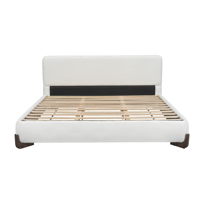 Elegant Boucle Upholstered Bed With Solid Wood Legs by HouseOfZazla