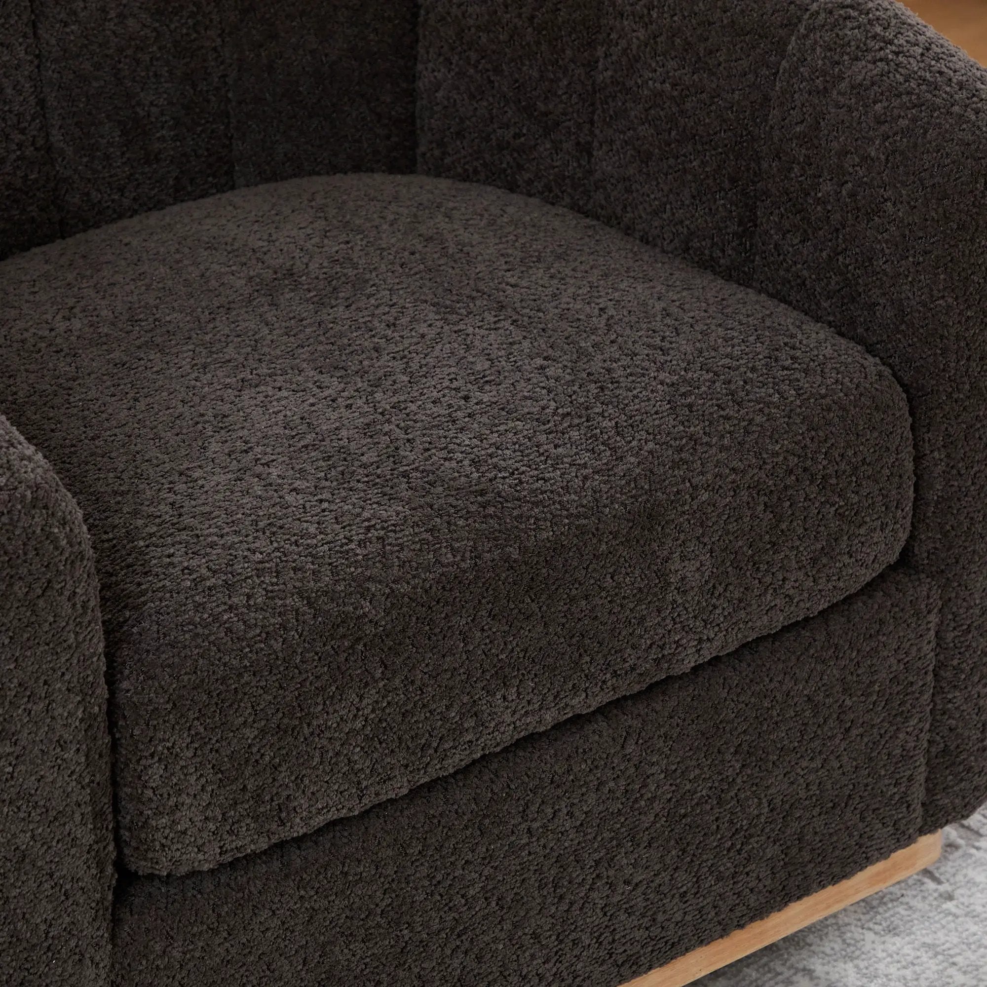 Swivel Upholstered Barrel Chair With Metal Base