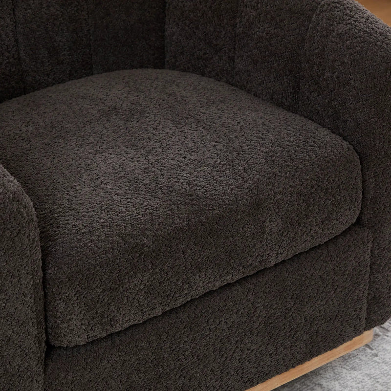 Swivel Upholstered Barrel Chair With Metal Base