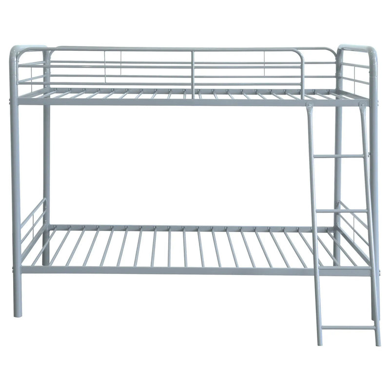Carson Metal Twin Over Twin Bunk Bed Glossy Silver by Unique Piece Furniture