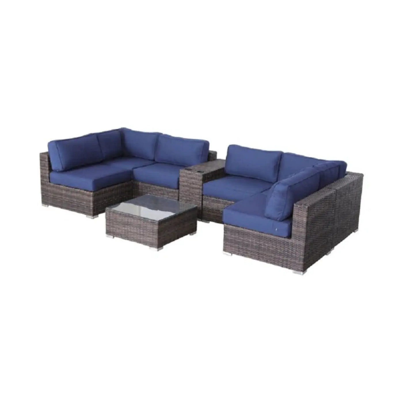 Elegant 4 Person Wicker Patio Seating Set With Cushions And Glass Top Table by Unique Piece Furniture