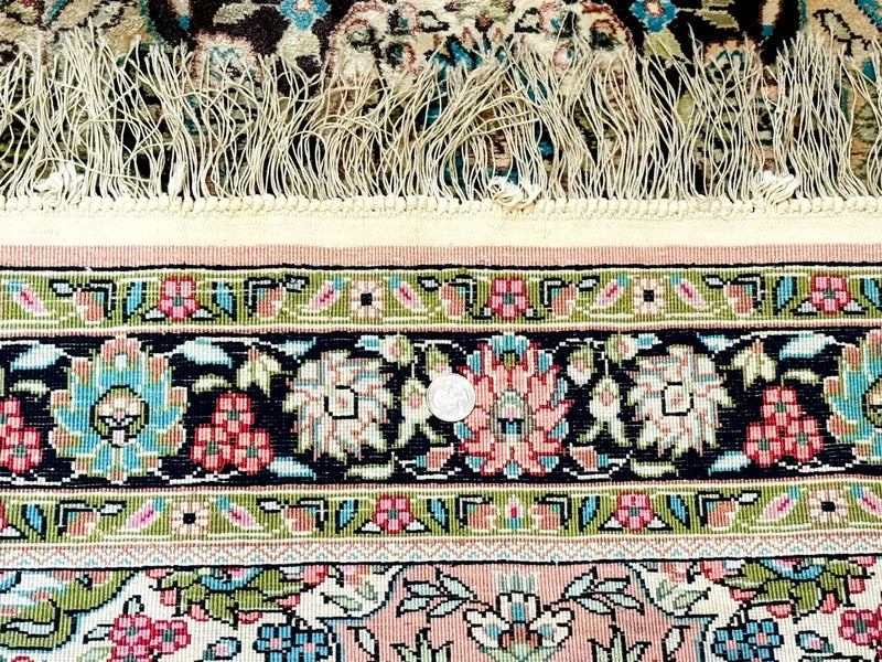 Indian Kashmiri Silk Rug 3x5, Floral Medallion, Fine 200 KPSI by Jewel Rugs