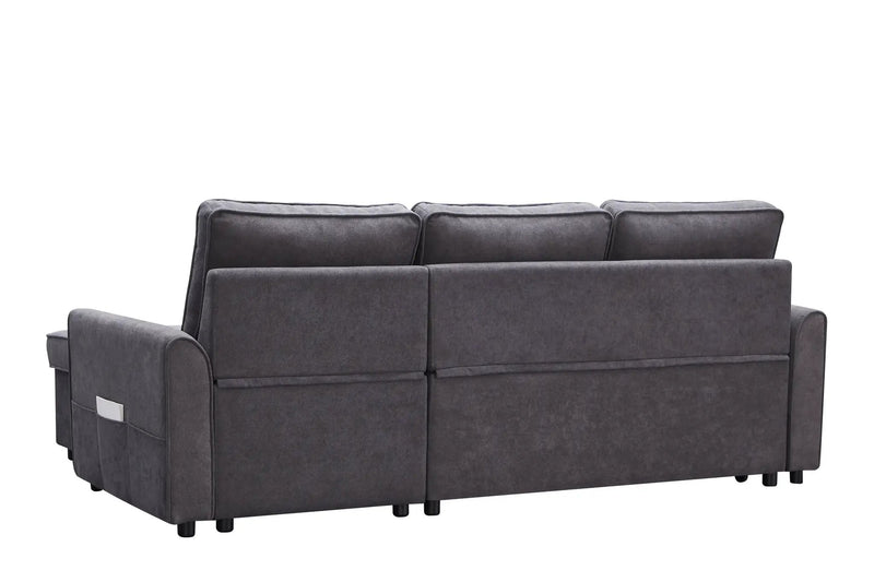 Modern Modular L-Shaped Sofa Bed with Chaise Dark Grey Linen by HouseOfZazla