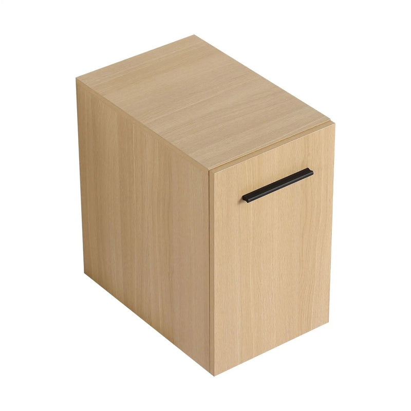 Floating Bathroom Vanity Single Door Base Cabinet, Wall Mounted Storage - Light Oak by HouseOfZazla