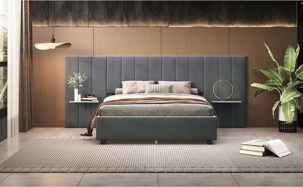 Upholstered Platform Bed With Big Headboard by HouseOfZazla