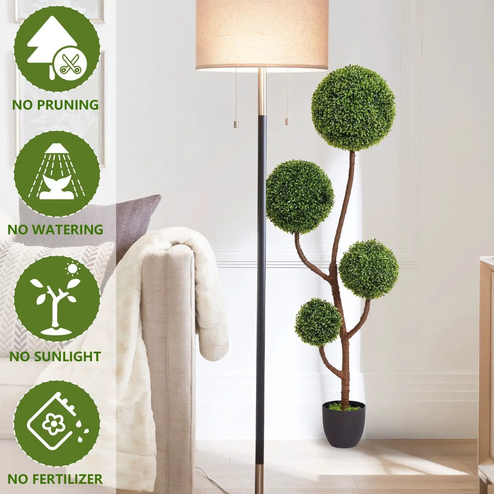 Artificial Boxwood Topiary Tree Triple Ball Shaped Faux Plant 150 Cm - Green by Unique Piece Furniture