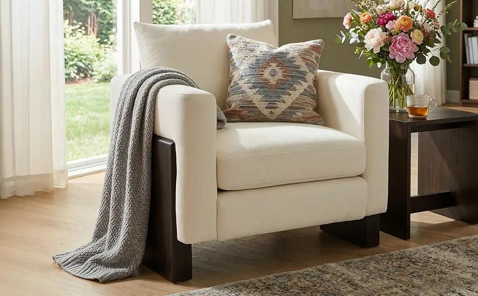 Modern Accent Chair Stylish Club Chair Armchair with Rubberwood Legs for Living Room, Bedroom, or Office by HouseOfZazla