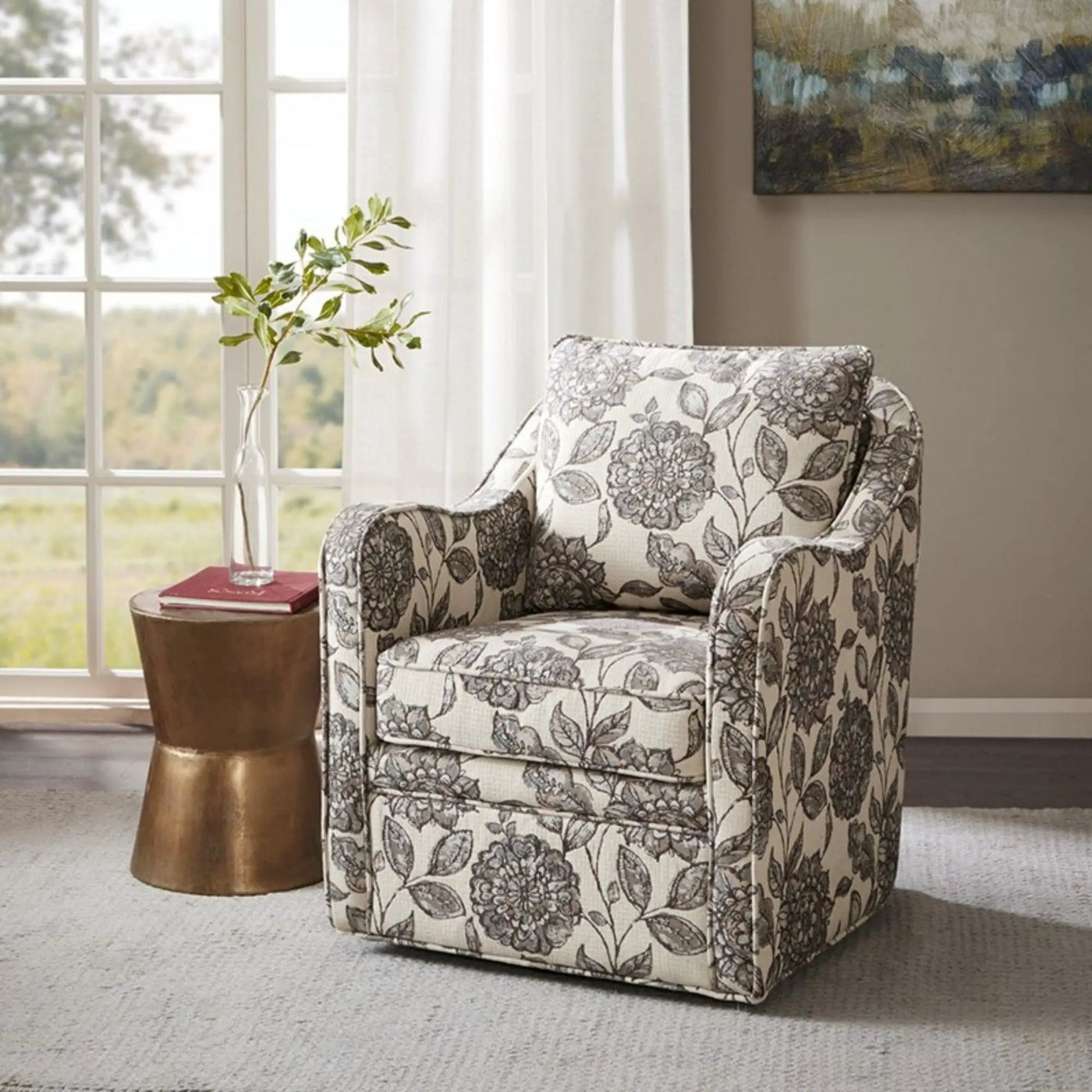 Wide Seat Arm Chair With 360 Degree Rotation by HouseOfZazla