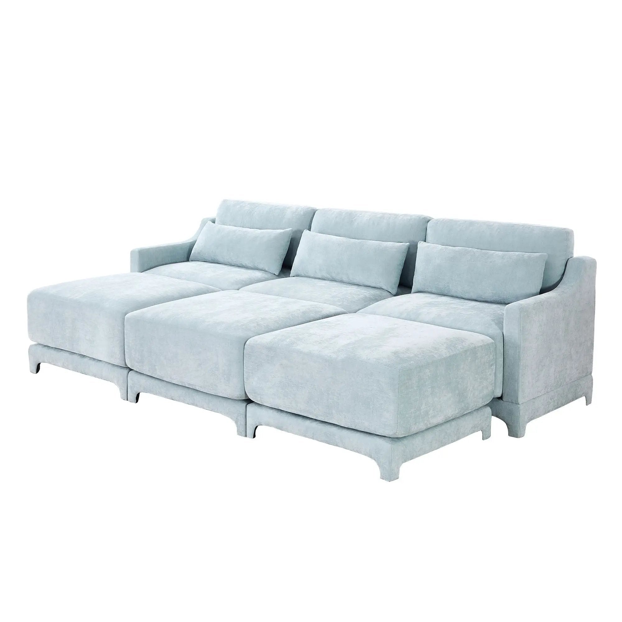 Stylish Sofa With Ottoman And Lumbar Pillows, Ergonomic Design by HouseOfZazla